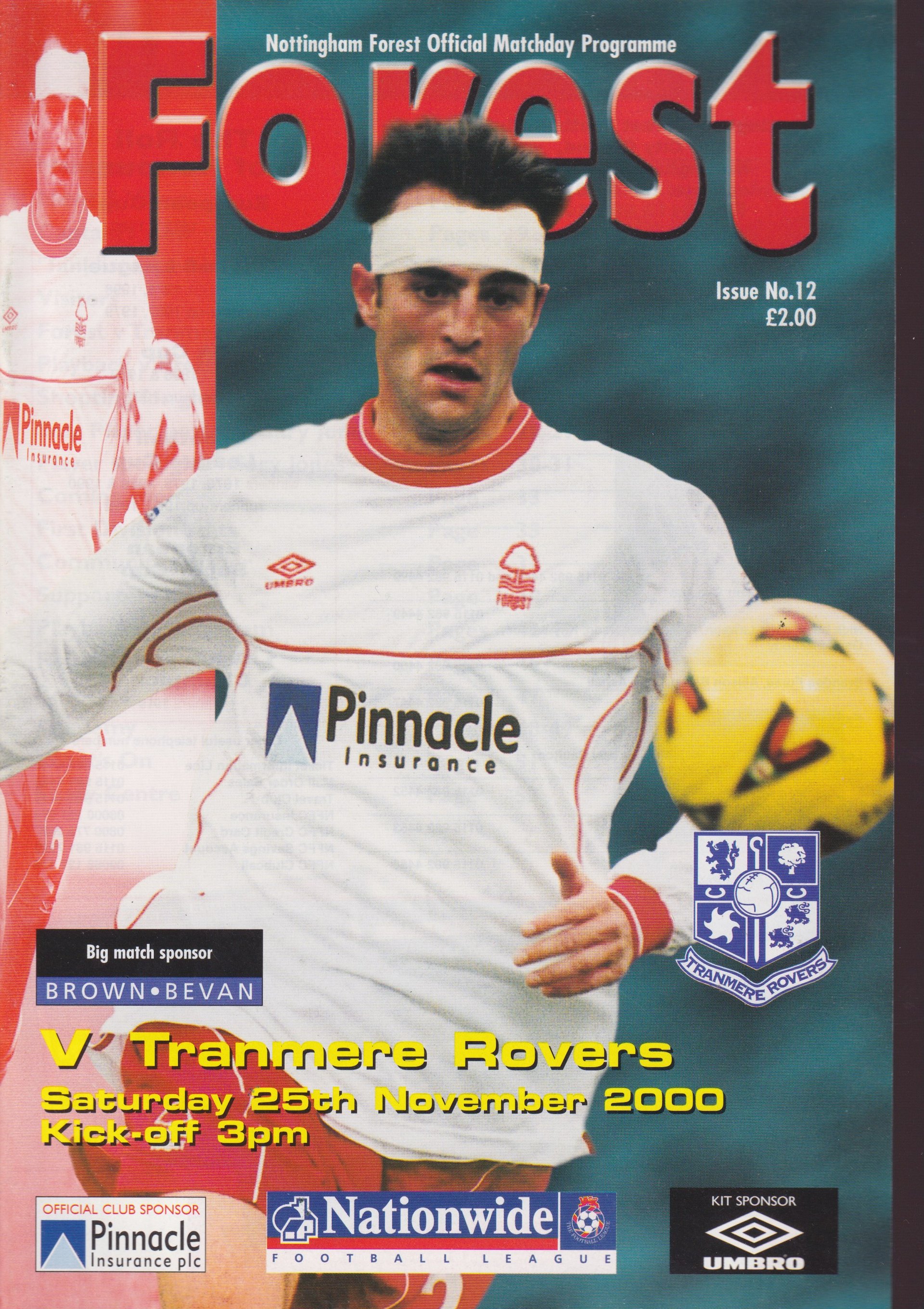 Nottingham Forest v Tranmere Rovers match programme